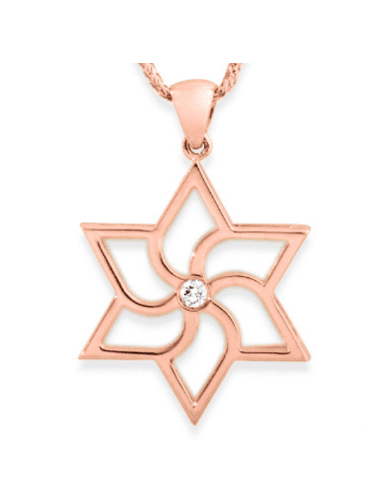 שרשרת מגן דוד גיאומטרית רוז גולד עם די , מתנות ט"ו באב , א